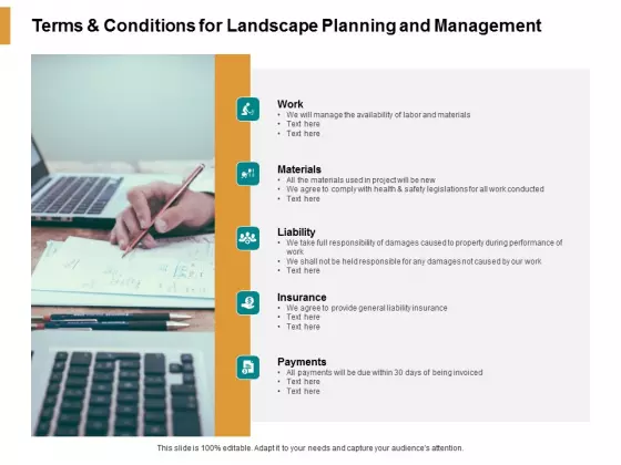 Terms And Conditions For Landscape Planning And Management Ppt PowerPoint Presentation Inspiration Master Slide