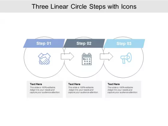 Three Linear Circle Steps With Icons Ppt PowerPoint Presentation Professional Brochure