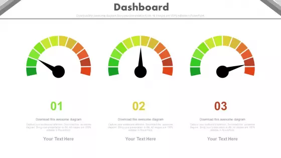 Three Steps Dashboard Charts For Financial Review Powerpoint Slides