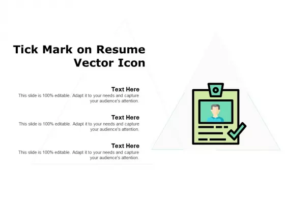 Tick Mark On Resume Vector Icon Ppt PowerPoint Presentation Ideas Outfit