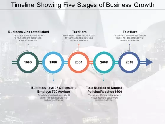 Timeline Showing Five Stages Of Business Growth Ppt PowerPoint Presentation Portfolio Graphic Tips