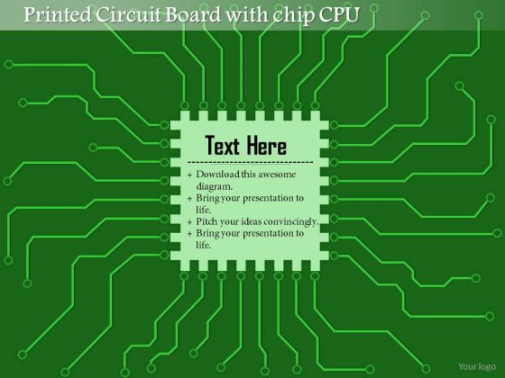 1 Printed Circuit Board Pcb With Chip Cpu Microprocessor With Connections For Eda Ppt Slides Slide01