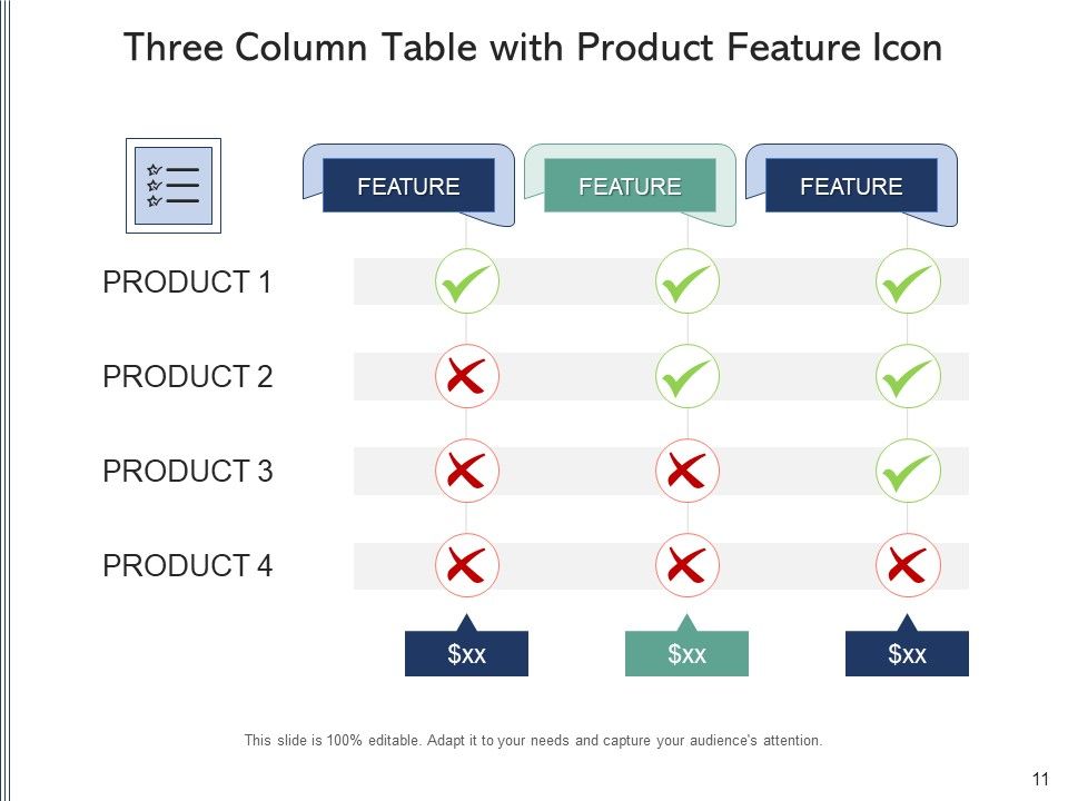 3 Pillar Table With Icon Price Plan Ppt PowerPoint Presentation Complete Deck Slide11