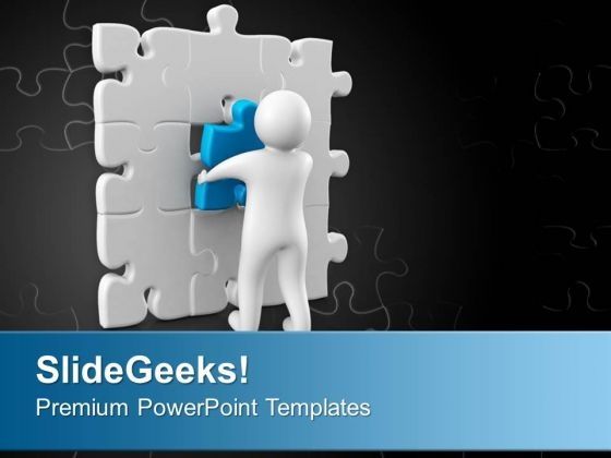 3d Man Connecting Solution Piece Business PowerPoint Templates Ppt ...
