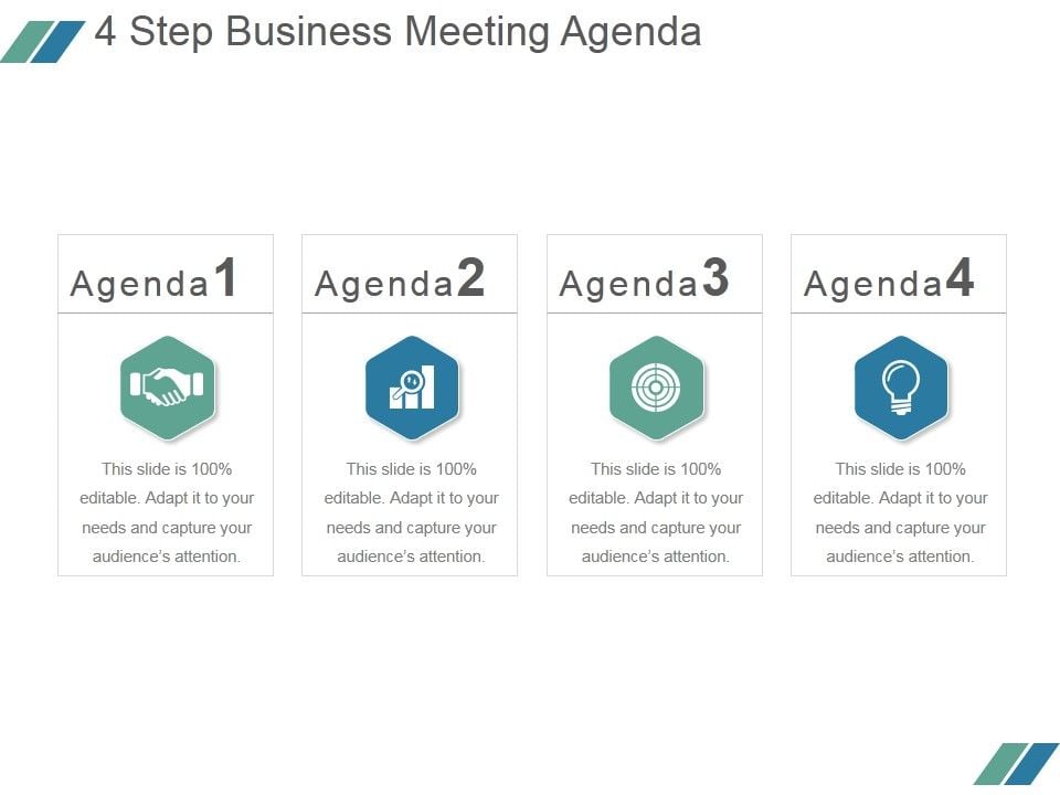 4 Step Business Meeting Agenda Ppt PowerPoint Presentation Rules