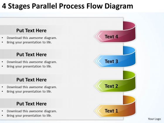 4 Stages Parallel Process Flow Diagram Template For Business Plan ...
