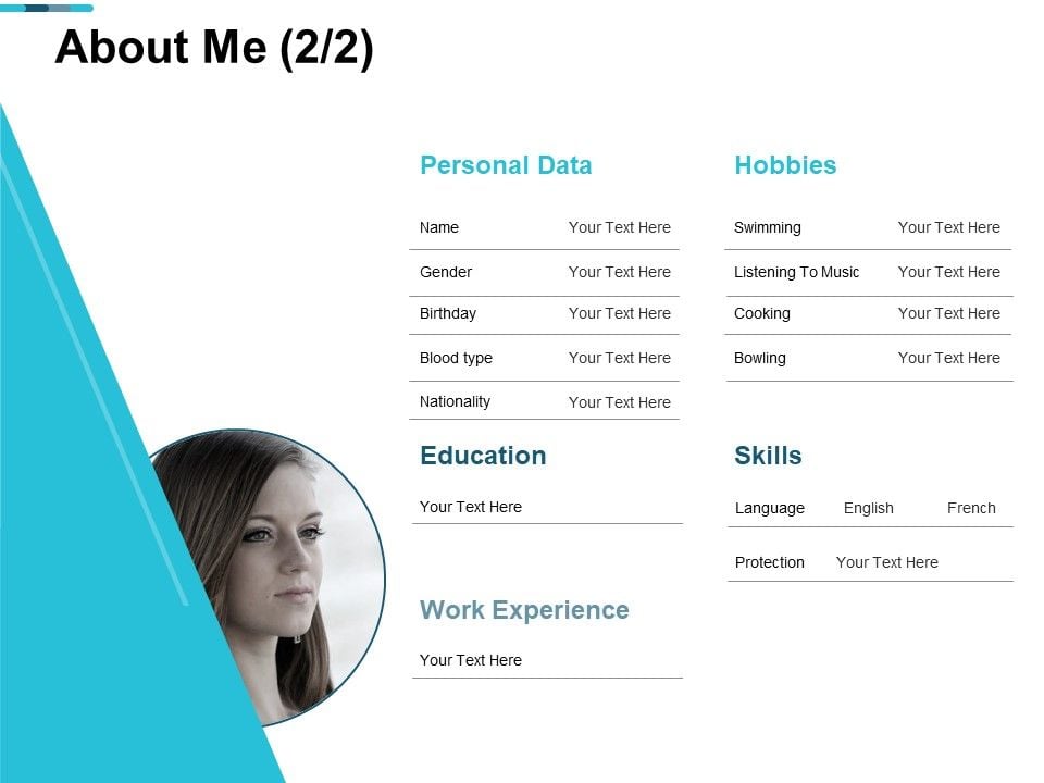 About Me Education Skill Ppt PowerPoint Presentation File Master Slide