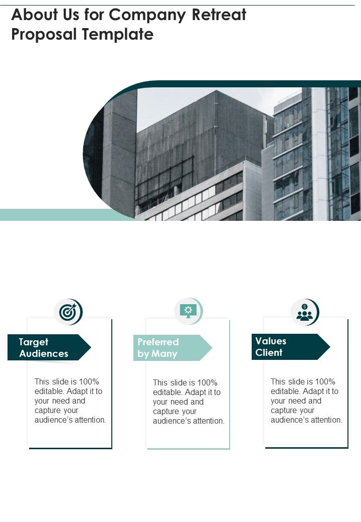 About Us For Company Retreat Proposal Template One Pager Sample Example