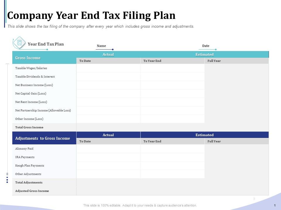 Accounting Bookkeeping Services Company Year End Tax Filing Plan