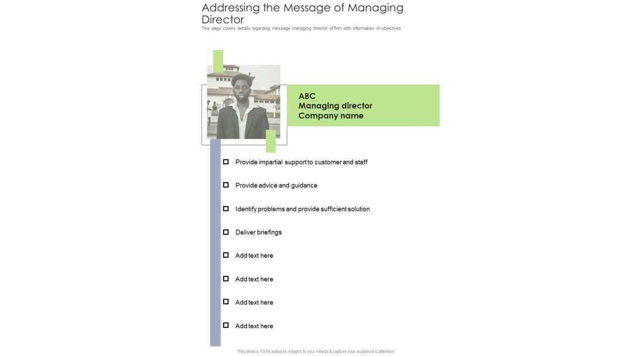Addressing The Message Of Managing Director One Pager Documents Slide01
