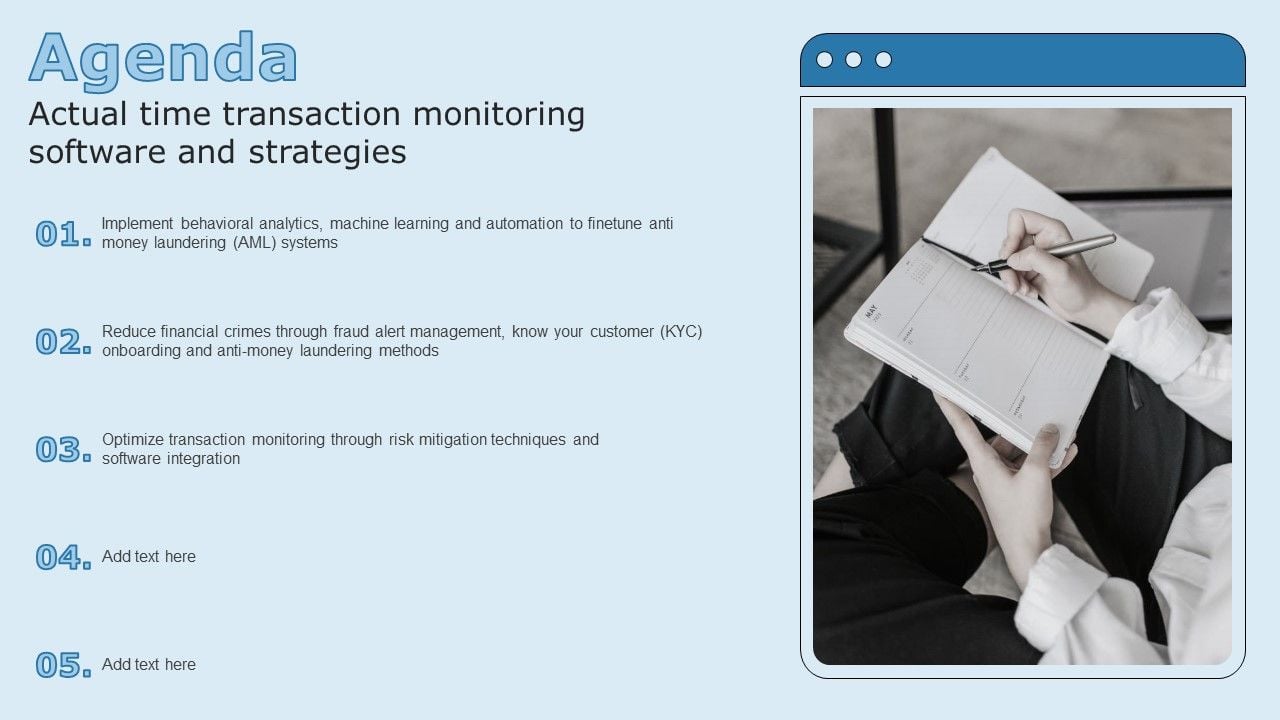 Agenda_Actual_Time_Transaction_Monitoring_Software_And_Strategies_Icons_PDF_Slide_1.jpg