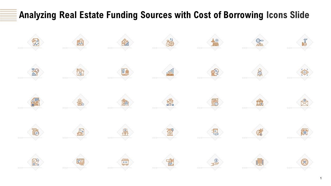 Analyzing_Real_Estate_Funding_Sources_With_Cost_Of_Borrowing_Icons_Slide_Ppt_Gallery_Ideas_PDF_Slide_1.jpg