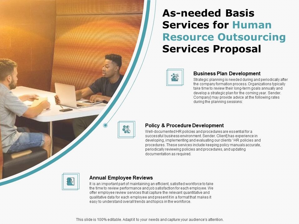 As needed basis services for human resource outsourcing services