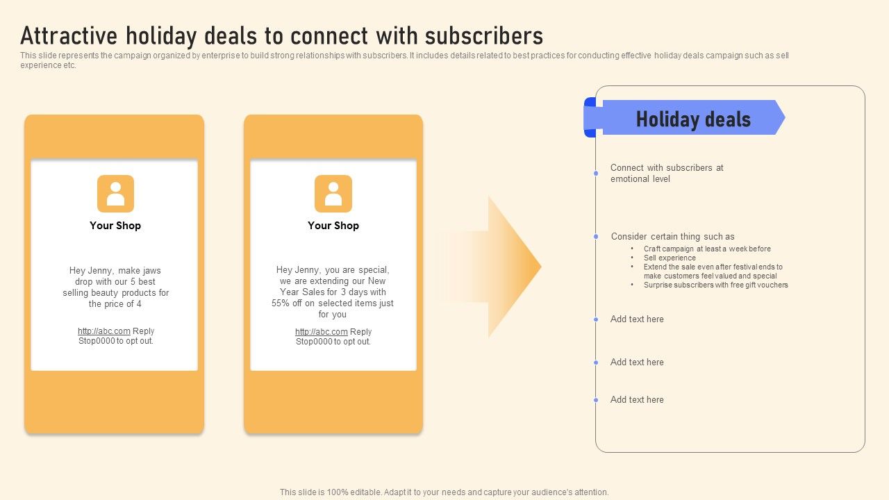Attractive Holiday Deals To Connect With Subscribers Ppt 
