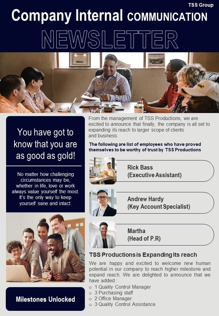 Bifold One Pager Business Employee Communication Newsletter Template