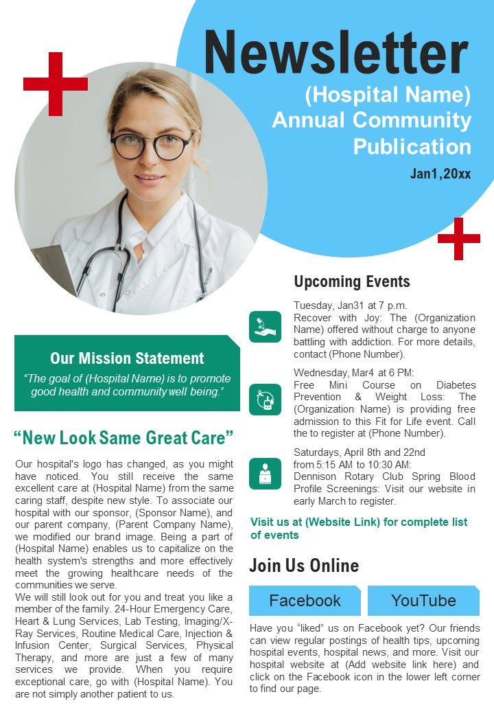 Bifold One Pager Healthcare Service Provider Newsletter Template