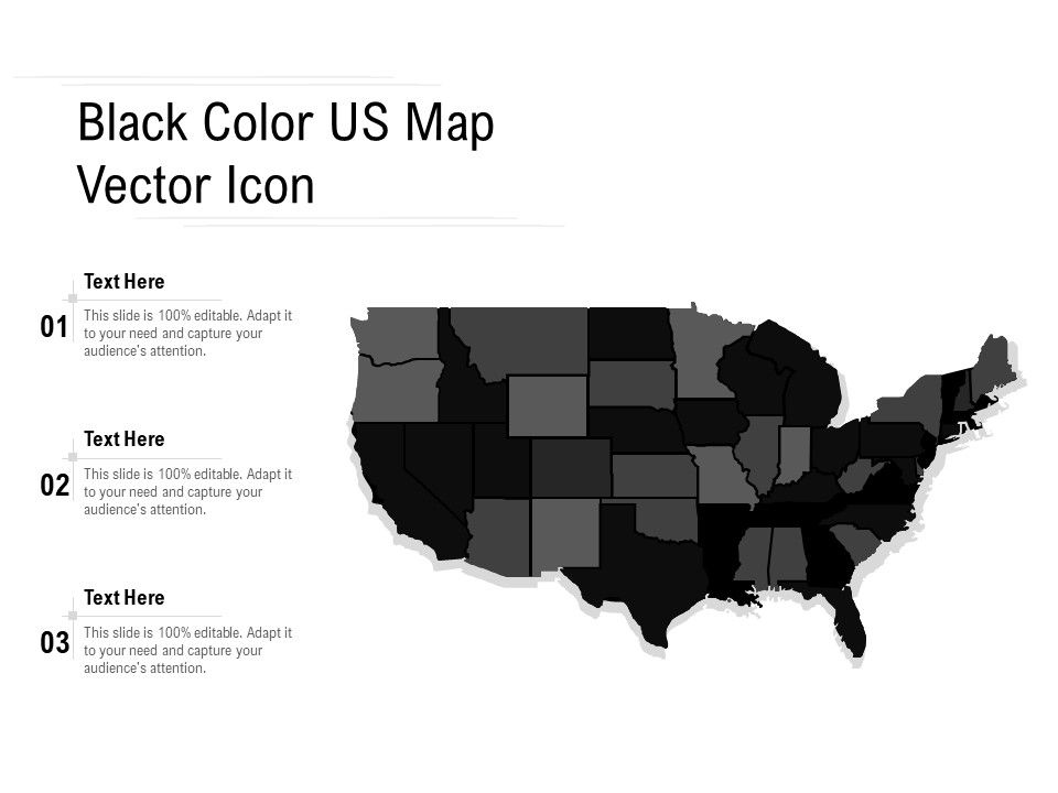Black Color US Map Vector Icon Ppt PowerPoint Presentation File Inspiration PDF Slide01