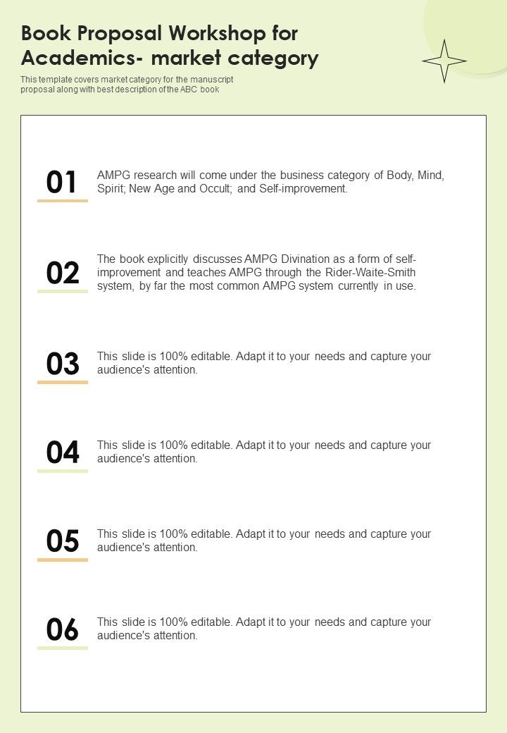 Book Proposal For Academics Market Category One Pager Sample