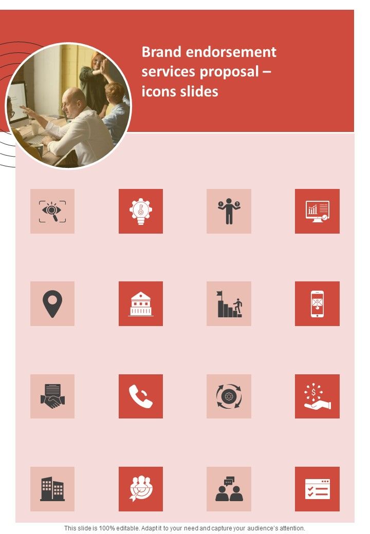 Brand Endorsement Services Proposal Icons Slides One Pager Sample Example Document Slide01