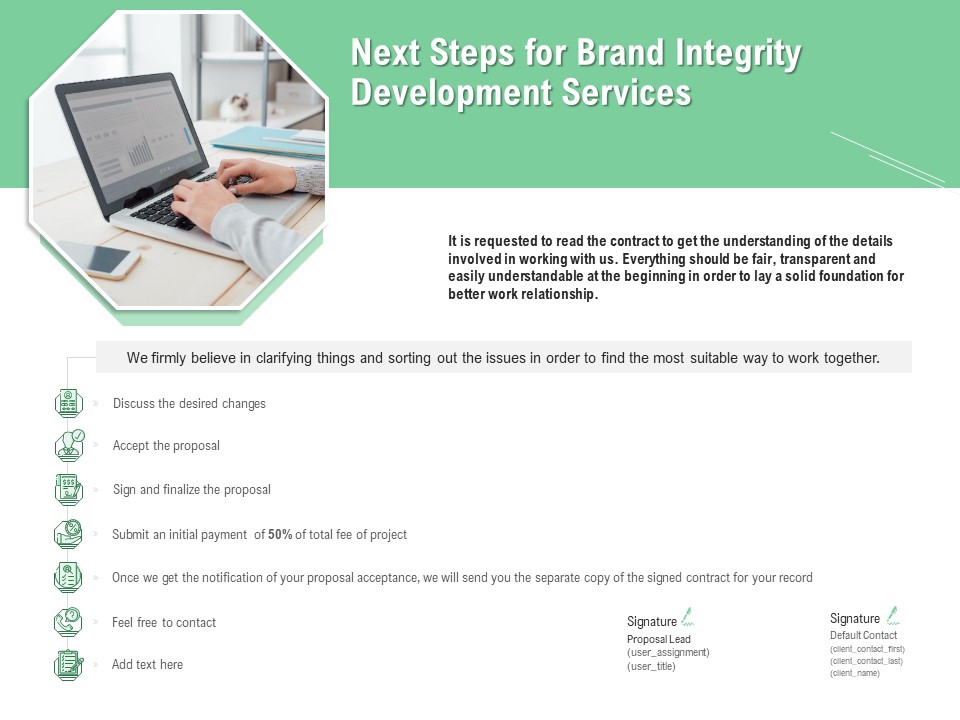 Brand_Identification_Designing_Proposal_Next_Steps_For_Brand_Integrity_Development_Services_Infographics_PDF_Slide_1.jpg
