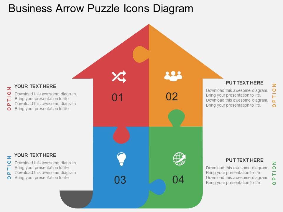 Business Arrow Puzzle Icons Diagram Powerpoint Template