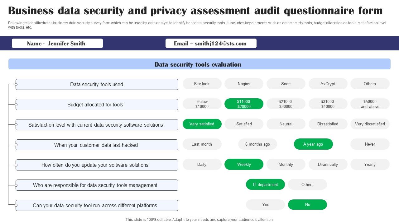 Business Data Security And Privacy Assessment Audit Questionnaire Form ...