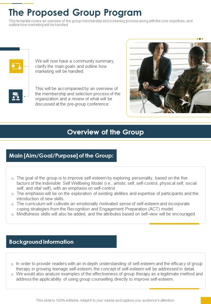 Business Proposal For Counseling Services The Proposed Group Program One Pa