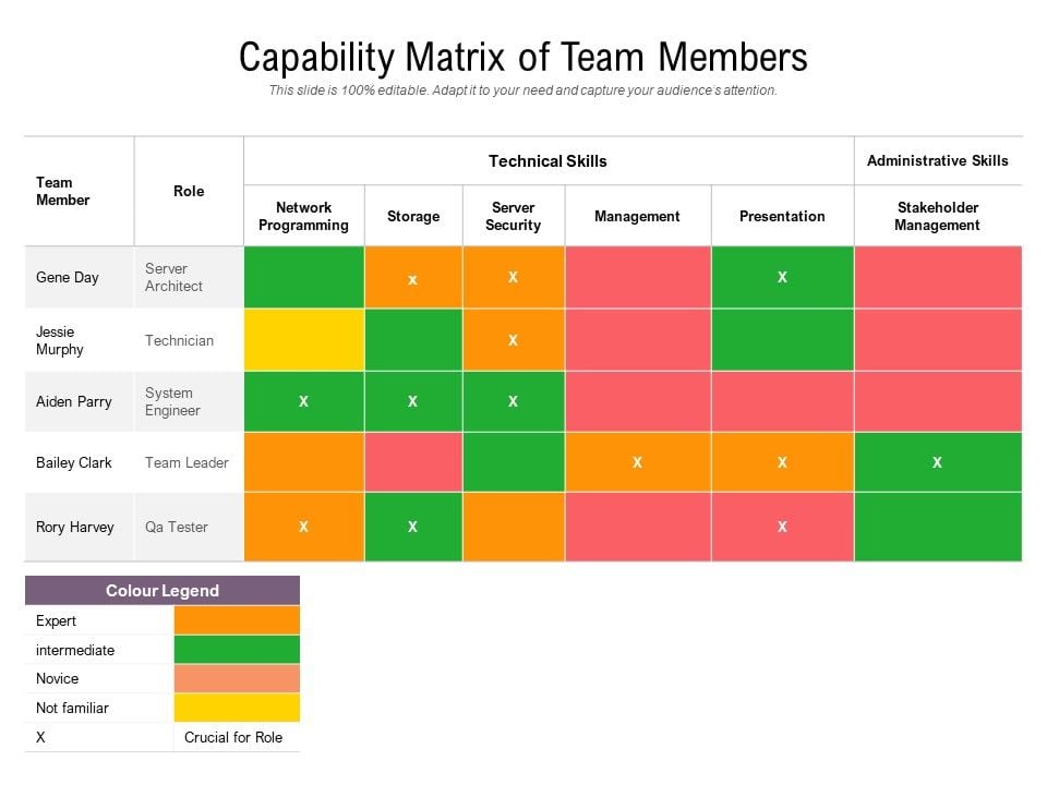 Capability Matrix Of Team Members Ppt PowerPoint Presentation Gallery ...