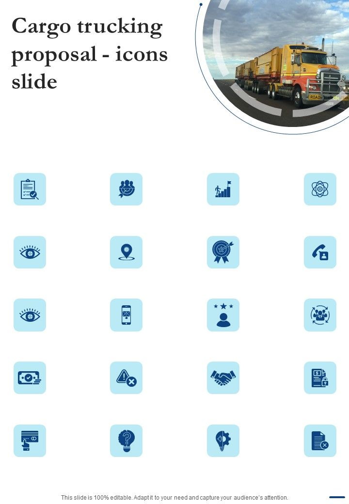 Cargo Trucking Proposal Icons Slide One Pager Sample Example Document Slide01