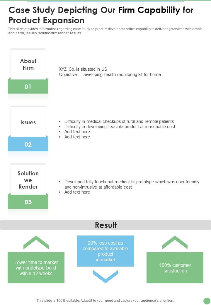 Case Study Depicting Our Firm Capability For Product Expansion One