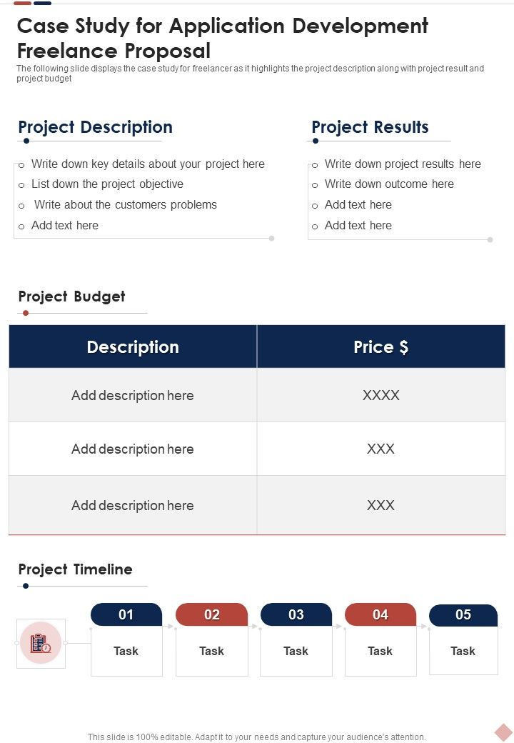 Case Study For Application Development Freelance Proposal One Pager Sample Example Document Slide01