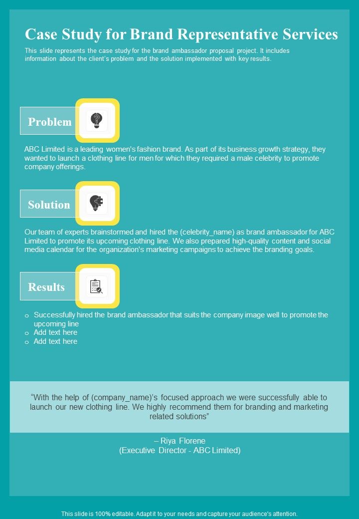 Case Study For Brand Representative Services One Pager Sample Example