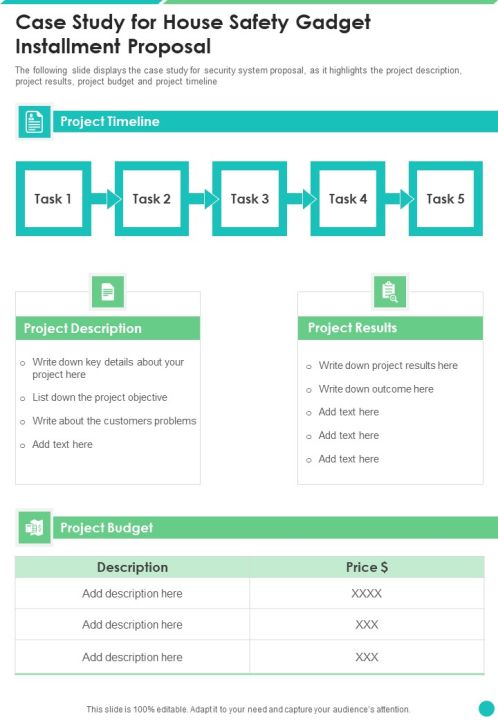 Case Study For House Safety Gadget Installment Proposal One Pager Sample Example Document Slide01