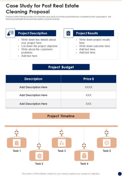 Case Study For Post Real Estate Cleaning Proposal One Pager Sample Example Document Slide01