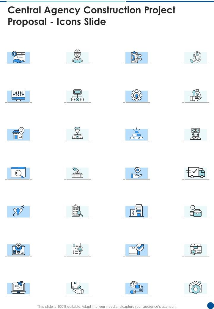 Central Agency Construction Project Proposal Icons Slide One Pager Sample Example Document Slide01