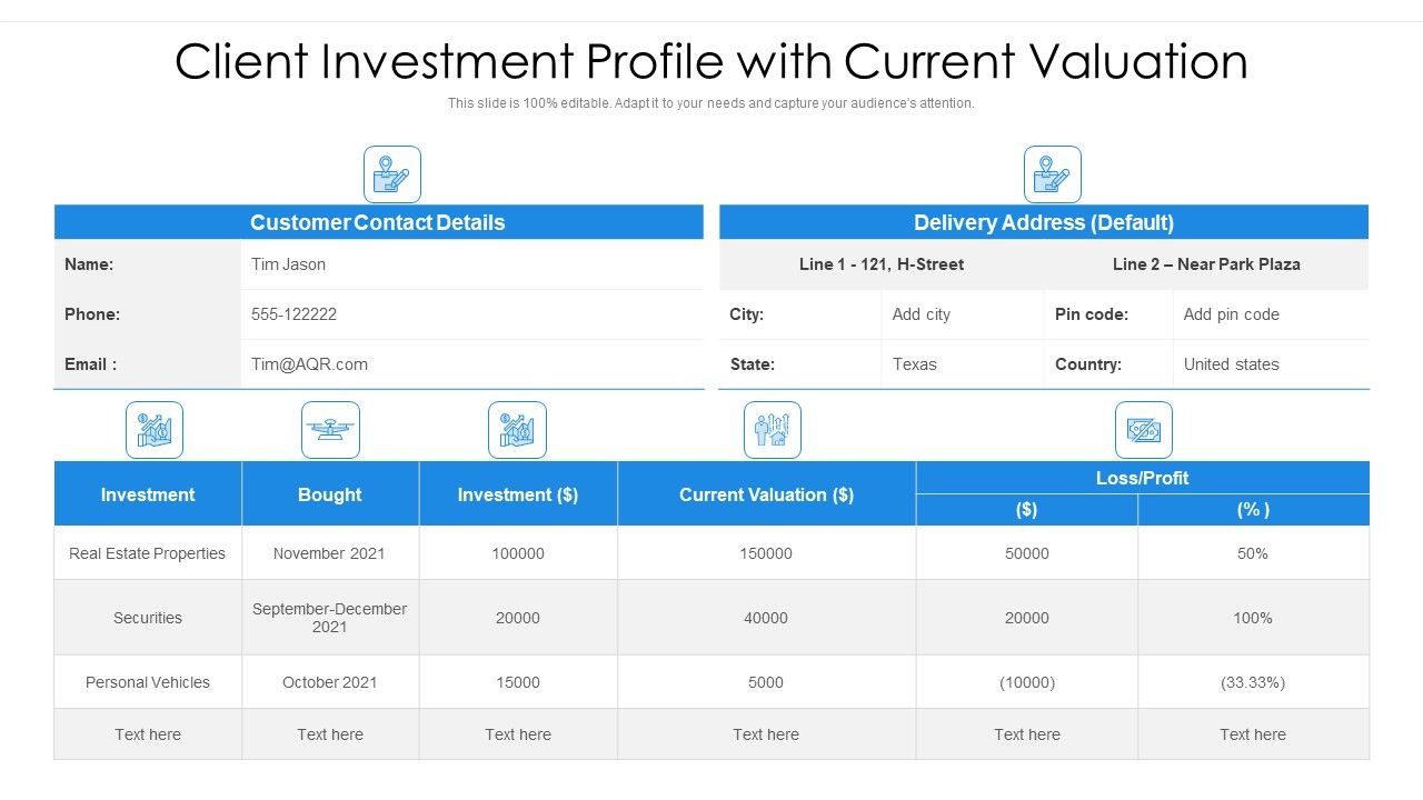 Client Investment Profile With Current Valuation Ppt PowerPoint ...