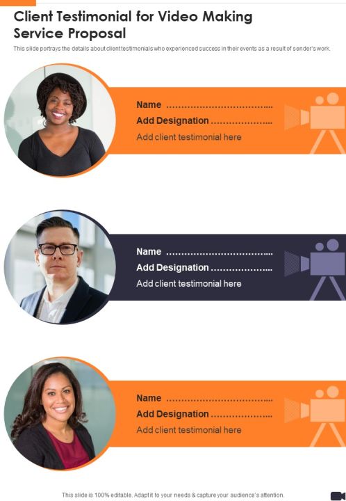 Client Testimonial For Video Making Service Proposal One Pager Sample Example Document Slide01