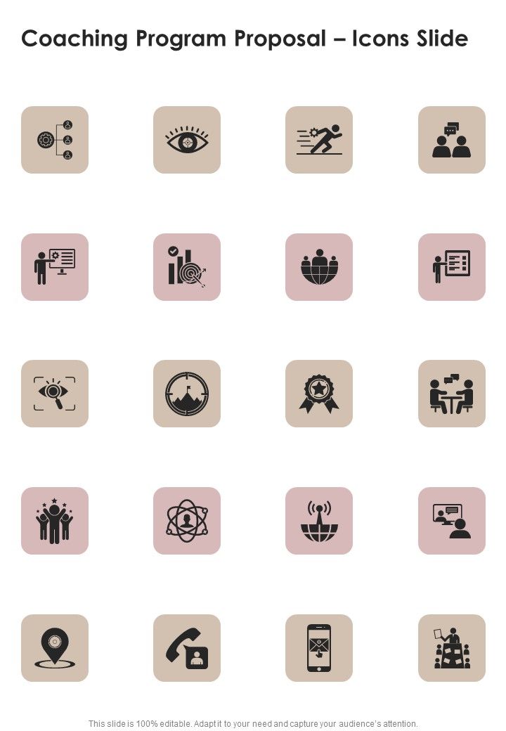 Coaching Program Proposal Icons Slide One Pager Sample Example Document Slide01