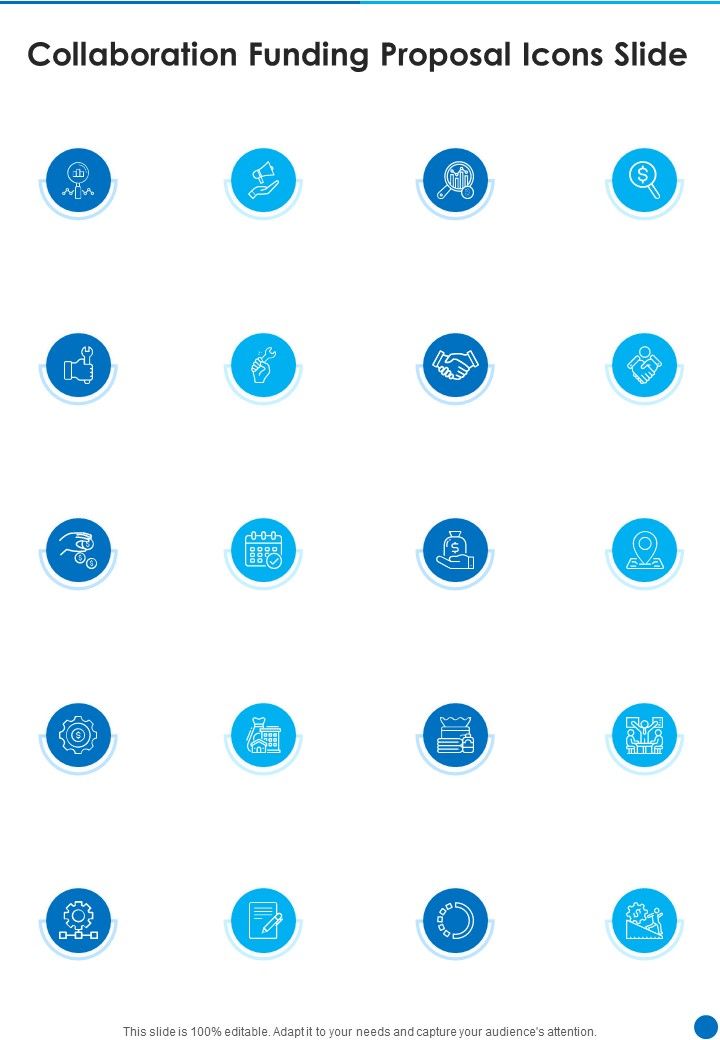 Collaboration Funding Proposal Icons Slide One Pager Sample Example Document Slide01