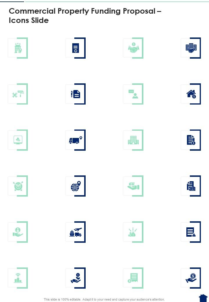 Commercial Property Funding Proposal Icons Slide One Pager Sample Example Document Slide01