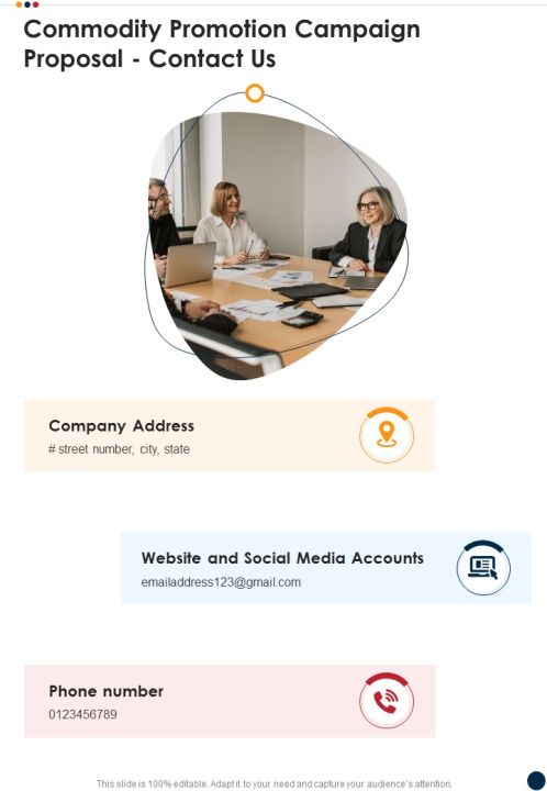 Commodity Promotion Campaign Proposal Contact Us One Pager Sample Example Document Slide01