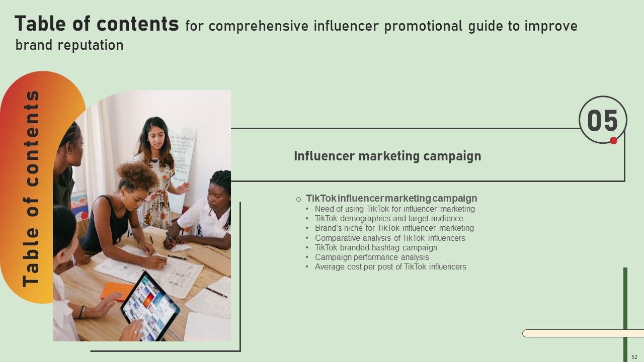 Comprehensive Influencer Promotional Guide To Improve Brand Reputation Ppt PowerPoint Presentation Complete Deck With Slides Slide52