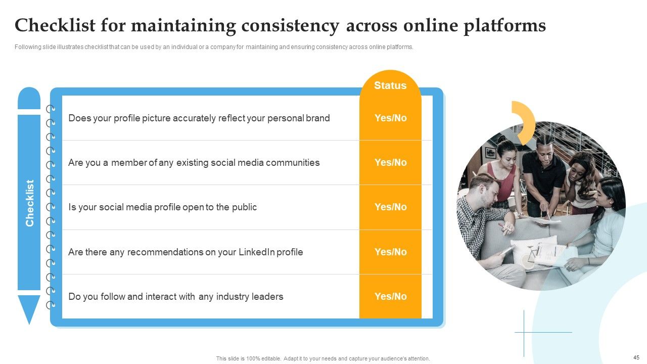 Comprehensive Personal Brand Building Guide For Social Media Influencers Ppt PowerPoint Presentation Complete Deck With Slides Slide45