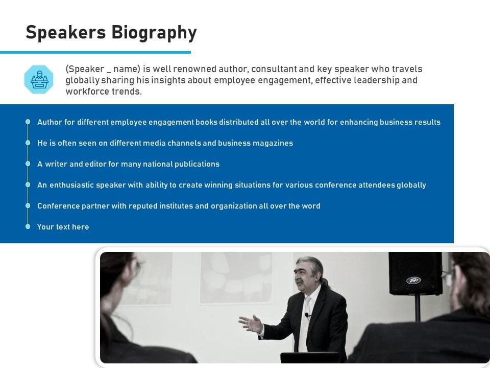 Conference Session Speakers Biography Ppt Slides Example File PDF