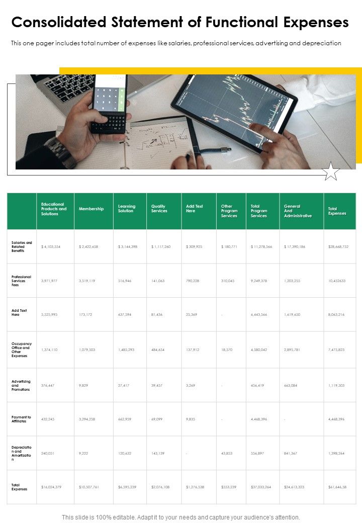 Consolidated Statement Of Functional Expenses One Pager Documents