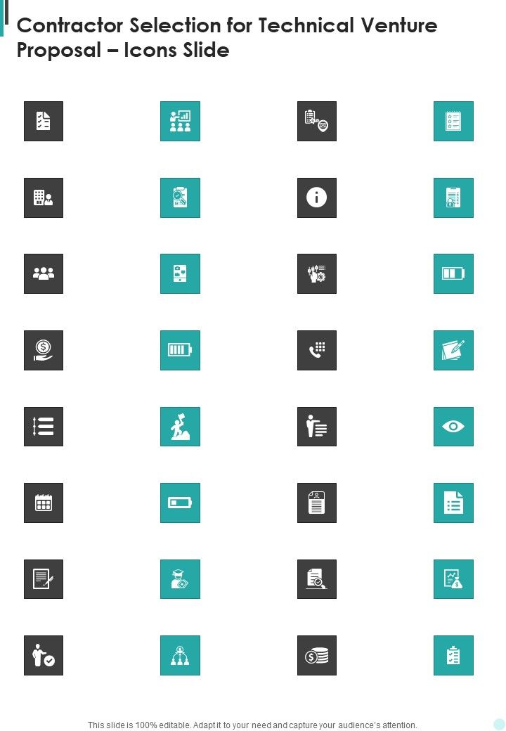 Contractor Selection For Technical Venture Proposal Icons Slide One Pager Sample Example Document Slide01
