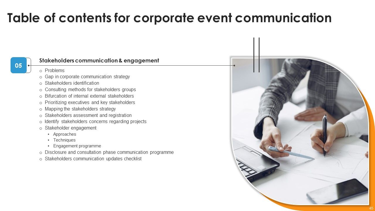 Corporate Event Communication Ppt PowerPoint Presentation Complete Deck With Slides Slide45