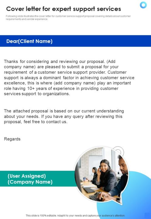 Cover Letter For Expert Support Services One Pager Sample Example Document Slide01