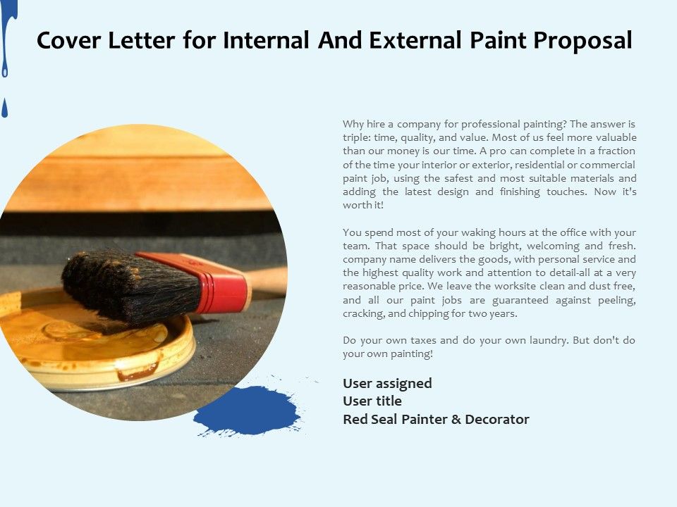 Cover Letter For Internal And External Paint Proposal Ppt Summary