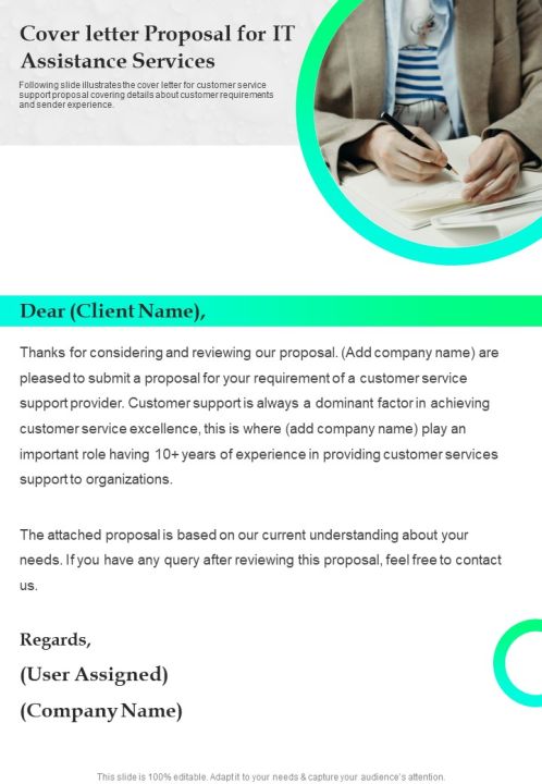 Cover Letter Proposal For IT Assistance Services One Pager Sample Example Document Slide01